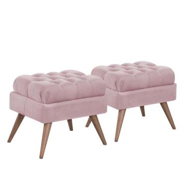 Imagem de Conj. 02 Pufe Decorativo Pé Palito Capitonê Gales - Due Decor, Velutto