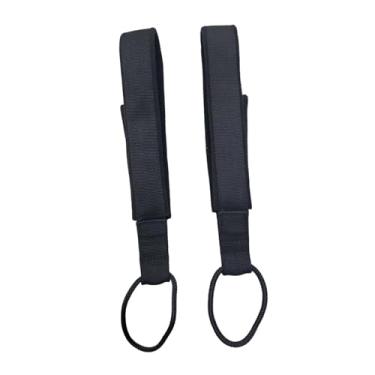 Imagem de UGPLM Conjunto de 2 tiras duplas para Pilates, ideais para exercícios com o aparelho Reformer, na academia, para iniciantes e para ioga em casa. Pernas, Preto