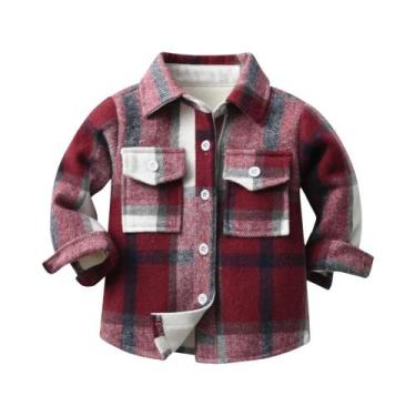 Imagem de Camisa Jaqueta Xadrez Unissex Para Crianças Com Mangas Longas, Botões 