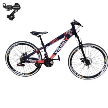 Imagem de Bicicleta 26 VikingX T25 21v Freeride Cambio Traseiro Shimano Freio Disco Pneu faixa Branca1.50-Unissex
