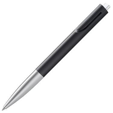 Imagem de Lamy Noto 283 Caneta esferográfica simples de plástico preta/prata com corpo triangular e mecanismo de empurrar inclui M 16 refil grande M 16 largura da linha M em preto