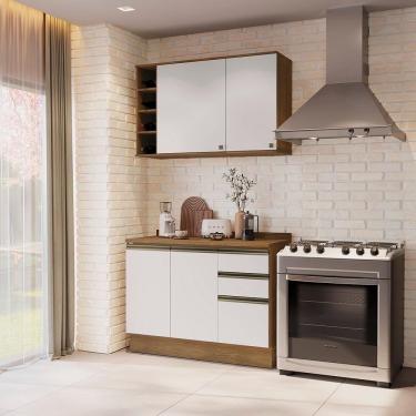 Imagem de Armário De Cozinha Compacta Garrafeiro 100% Mdf 120cm Nogueira/branco Celeste Kappesberg