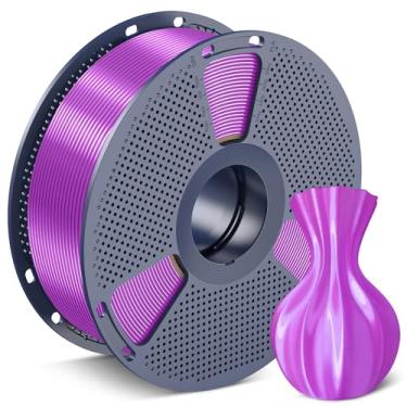 Imagem de SUNLU Filamento PLA de seda 1,75 mm, filamento de impressora 3D PLA brilhante bem enrolado, precisão dimensional +/- 0,02 mm, serve na maioria das impressoras 3D, boa embalagem a vácuo, carretel de 1