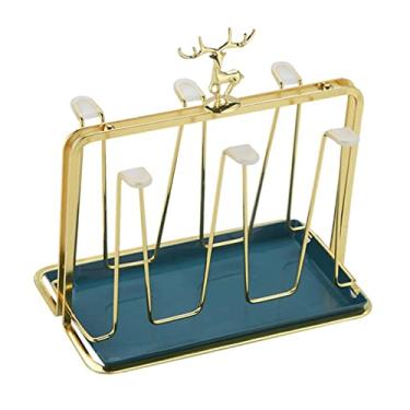Imagem de 5sssallefaa Suporte minimalista para canecas com bandeja de drenagem, suporte de copo de vidro para cafeteria, organizador de cozinha, canecas, óculos, garrafas/709