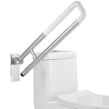 Imagem de HDVLXZLY Barras de segurança para banheiro em forma de U para mulheres grávidas idosas e deficientes, barras de apoio para deficientes para banheiro, alças antiderrapantes que brilham à noite, branco