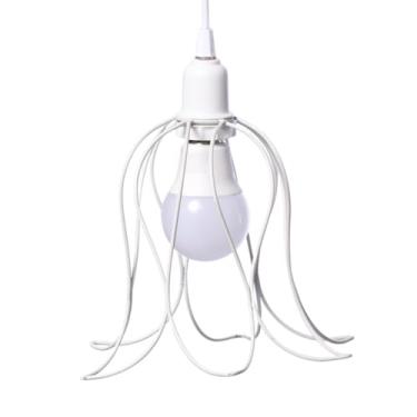 Imagem de Triplo Pendente Lustre Aramado Tulipa - Luminária Decorativa para Salas, Hallways e Ambientes Domésticos com Estilo Floral (Branco)