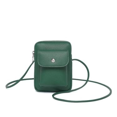 Imagem de YONBEN Bolsa tiracolo de nylon para celular, acessório elegante com alça ajustável, Pu/verde floresta