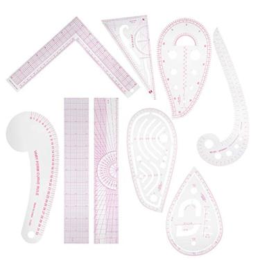 Imagem de Generic Conjunto de Régua de Costura Ferramenta Prática para Alfaiate Régua Em Formato de Curva para Design de Roupas Material PVC Cor Escala Vermelha Transparente para Designers de Alfaiates
