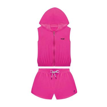Imagem de Conjunto Infantil Menina Colete/Short Nylon Rosa Nina Go-Feminino