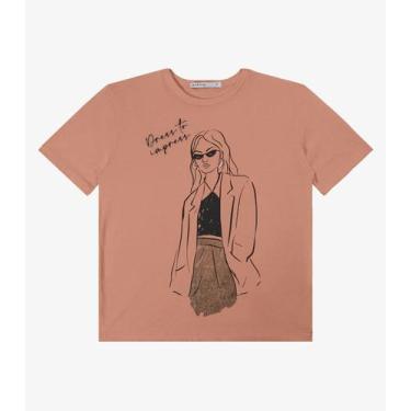 Imagem de T- shirt em Meia Malha Feminina Endless Marrom, P, Marrom