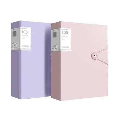 Imagem de Organizador de arquivos, 2 peças, pasta A4 com inserções transparentes, 100 páginas, livro de dados de grande capacidade, bolsa de armazenamento de dados multicamadas, material de escritório