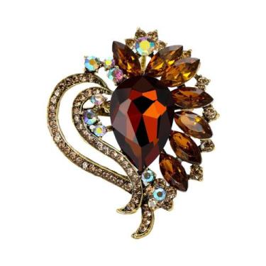 Imagem de Broche De Flor Com Strass Unissex Para Mulheres, Alfinetes De Moda Em 