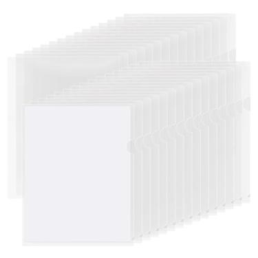 Imagem de KTRIO Pastas transparentes, bolsos de plástico, documentos de projeto, pacote com 48, serve em papel tamanho carta 21 x 28, jaquetas de arquivo em forma de L, plástico poli sem ácido, transparente