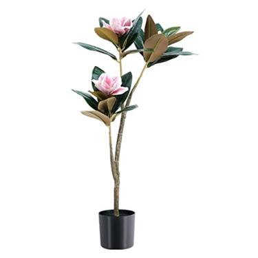 Imagem de SLGGPJBU Plantas falsas planta artificial magnólia árvore artificial planta vaso sala de estar quarto decoração de solo árvore falsa árvore simulação plantas artificiais interior ao ar livre, 160 cm