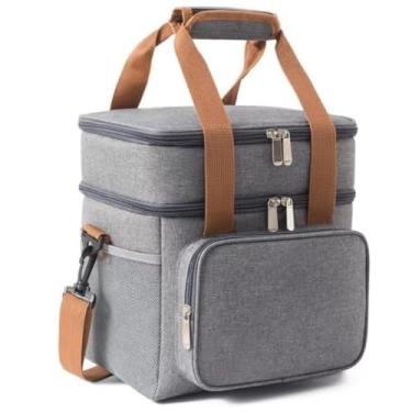 Imagem de Bolsa Térmica Grande Espaçosa Dois Compartimentos Lancheira Para Marmita, Passeio, Escola, Faculdade, Trabalho Lancheira PREMIUM