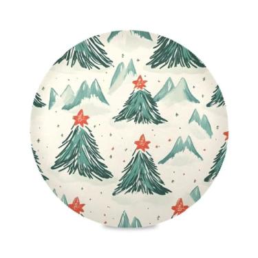 Imagem de STAYTOP Jogo americano redondo de árvore de Natal, 6 peças, tapetes de mesa antiderrapantes fáceis de limpar para decoração de mesa de festa de churrasco em casa