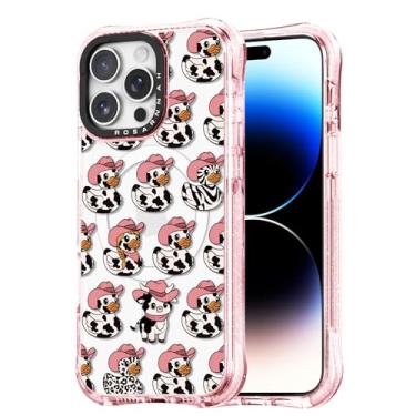 Imagem de Rosarnnah Capa para iPhone 14 Pro Max fofa - compatível com Magsafe - Capa de telefone à prova de choque com proteção contra quedas de grau militar de 6 m - Design engraçado de vaca leiteira e pato