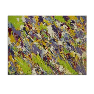 Imagem de SDYJ6GSW Walasse Ting arte de parede borboletas brancas dormindo em uma cama violeta impressão em tela giclée de famosa pintura abstrata colorida presente para decoração de quarto de banheiro moderno