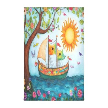 Imagem de xigua Conjunto de 1 panos de prato de cozinha Sun and Ship, macios e altamente absorventes de secagem rápida para limpeza de pratos e limpeza manual, 71 x 45 cm