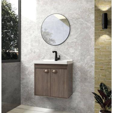 Imagem de Gabinete Banheiro Em Mdf E Cuba - Siena Marrom 50Cm