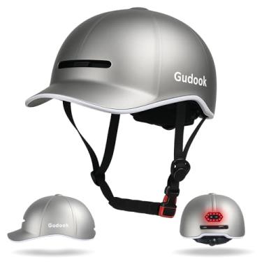Imagem de Gudook Capacete de bicicleta adulto masculino capacetes de bicicleta para mulheres com luz traseira LED - boné de beisebol estilo certificado conforto ajustável capacetes de ciclismo para scooter Road