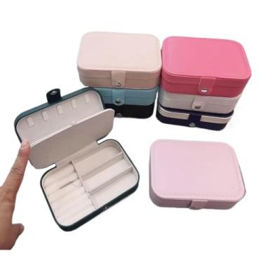 Imagem de Estojo Duplo Maleta Porta Joias Veludo Organizador Viagem Médio Caixa Organizadora (aleatório cor)