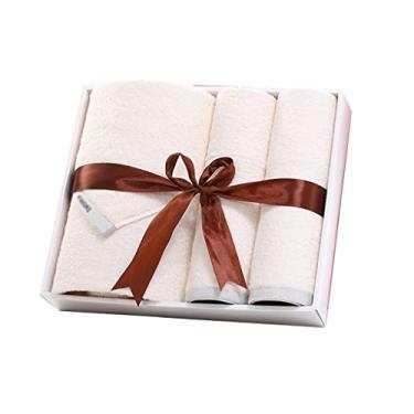 Imagem de THJKUPO Toalha de banho de algodão conjunto de 3 peças caixa de presente para negócios conjunto de toalhas de banho para casa