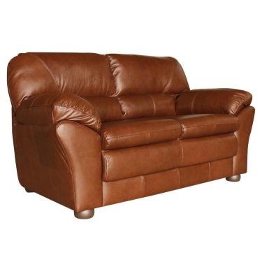 Imagem de Sofá 2 Lugares Sala de Estar Pés Madeira 160cm Laura Couro Caramelo - Gran Belo