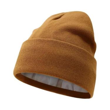 Imagem de Gorro Unissex De Inverno Em Tricô Com Forro De Cetim, Quente E Com Pun