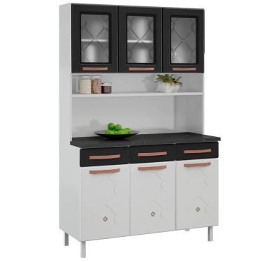 Imagem de Armário De Cozinha Aço Kit Triplo Telasul Mirage New Bco/pto
