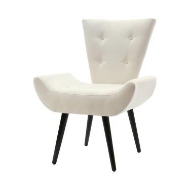 Imagem de Poltrona Decorativa Emilia Pé Palito Em Suede - Bege - Cor: Bege