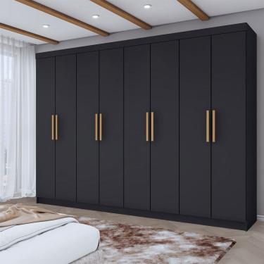 Imagem de Guarda-Roupa Casal Aurora 8 Portas 4 Gavetas Nero - Panorama Móveis