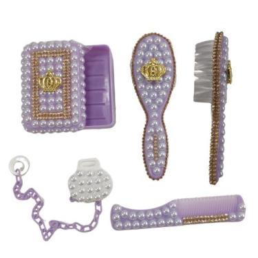 Imagem de Kit higiene de bebê com Escova Pente Saboneteira prendedor de Chupeta 