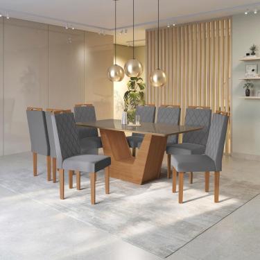 Imagem de Conjunto Sala de Jantar Verbana Kappesberg 8 Cadeiras Veludo Titanio