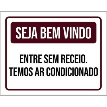 Imagem de Kit 3 Placas Entre Sem Receio Temos Ar Condicionado 27X35 - Sinalizo