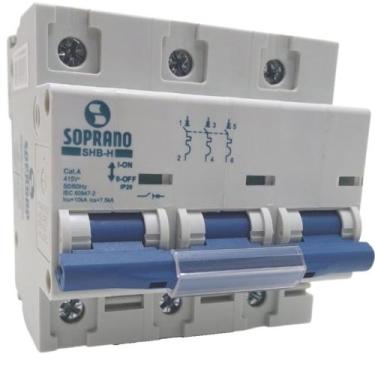 Imagem de Disjuntor Trifásico Trilho Din 80a SHB-H 10ka Soprano