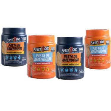 Imagem de Kit 4x Pasta De Amendoim Power One Integral 1kg Tradicional, Lisa e Cr