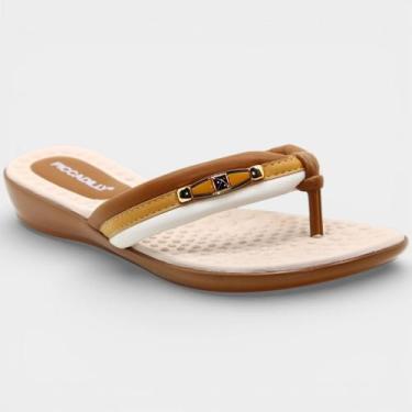 Imagem de Chinelo Anabela Piccadilly Detalhe Dourado Feminino - Caramelo - 35, 3