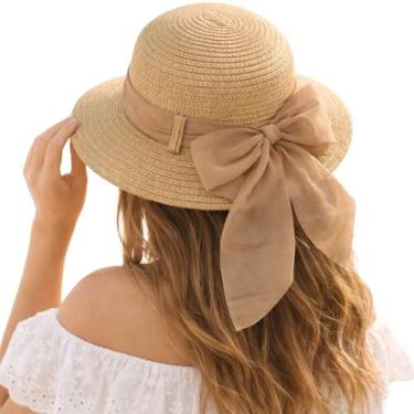 Imagem de Chapéu Floppy Feminino De Palha Praia Aba Larga Grande Dobravel Proteç