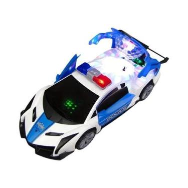 Imagem de Carro Elétrico Infantil Azul Da Polícia Com Luzes Giratórias 360 graus
