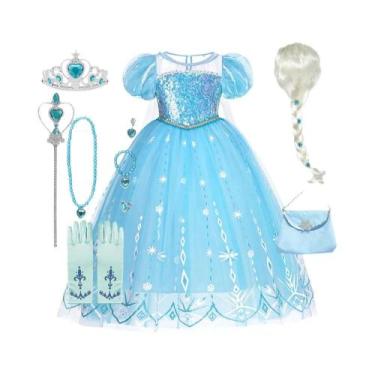 Imagem de Fantasia De Princesa Elsa Para Meninas, Vestido Luxuoso De Casamento C