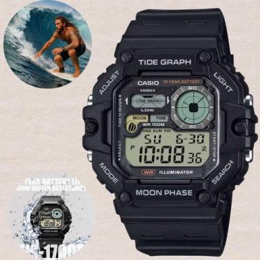 Imagem de Relógio de Pulso Casio Masculino Tábua de Marés Dual Time Hora Mundial