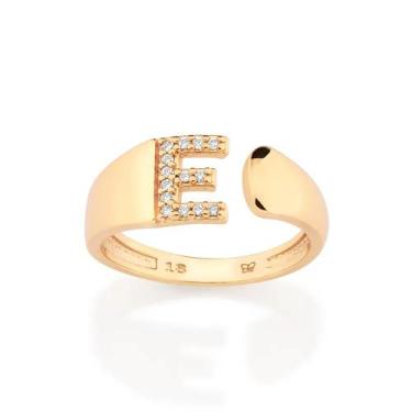 Imagem de Anel Letra com Zircônias Banhado a Ouro Rommanel 513643 Tamanho:18Cor:
