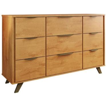 Imagem de Cômoda 9 Gavetas com Pés de Madeira 100 MDF Olimpia Móveis Europa, Per