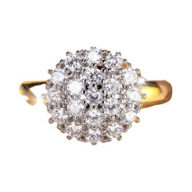 Imagem de Anel De Noivado Feminino Em Ouro Com Pedra De Zircônia Branca E Preta 