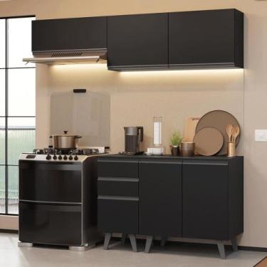 Imagem de Armário de Cozinha Compacta 200 cm Preto Nice Madesa 06, Preto
