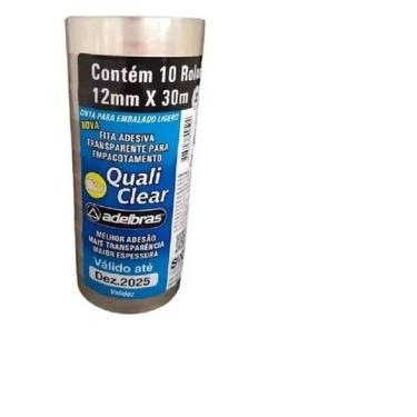 Imagem de Fita Adesiva Polisil 12mmx30m Transparente Pqn. 10 Unidades - Adelbras