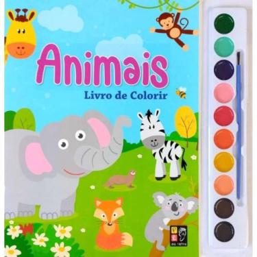 Imagem de Livro físico infantil - colorir com aquarela - animais - PÉ DA LETRA