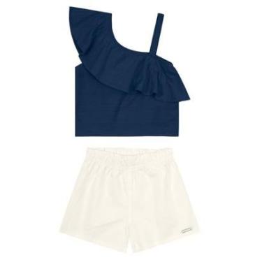 Imagem de Conjunto infantil menina com babados Brandili Azul-Feminino