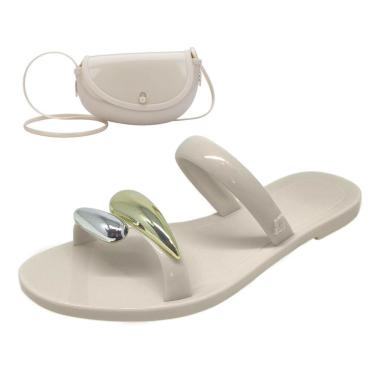 Imagem de Chinelo Feminino Bolsa Moderno Leve Rasteiro Eden Melissa